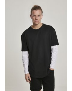 Pánske tričko dlhý rukáv // Urban Classics Oversized Shaped Double Layer LS Tee black/white