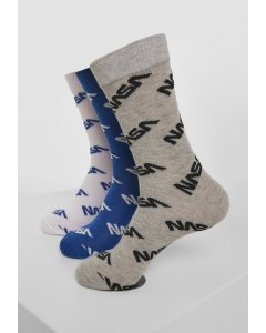 Ponožky // Mister tee NASA Allover Socks 3-Pack blue/grey/white