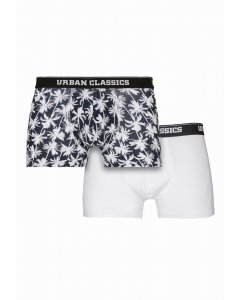 Pánske boxerky // Urban classics  Men Boxer Shorts Double Pack palm aop+white