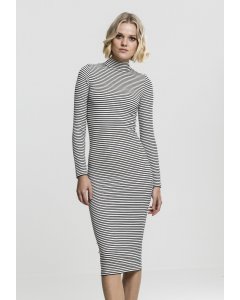 Dámske šaty // Urban classics Ladies Striped Turtleneck Dress black/white