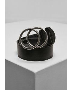 Dámsky opasok // Urban classics  Ring Buckle Belt black/silver