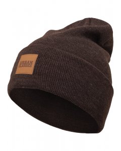 Urban Classics / Synthetic Leatherpatch Long Beanie heatherbrown