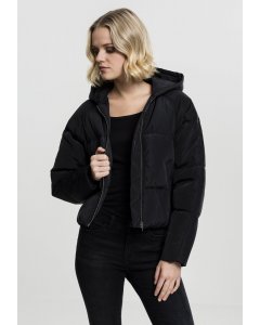 Dámska bunda do pásu // Urban classics Ladies Hooded Oversized Puffer Jacket black