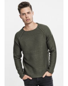 Pánsky pulóver // Urban Classics Raglan Wideneck Sweater olive