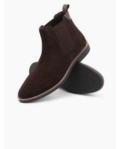 Men's leather boots - dark brown V1 OM-FOCS-0134