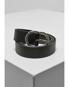 Dámsky opasok // Urban Classics Small Ring Buckle Belt  black/silver