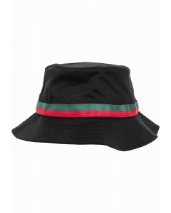 Klobúk // Flexfit Stripe Bucket Hat black/firered/green