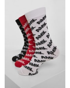 Ponožky // Mister tee AMK Allover Socks 3-Pack black/red/white