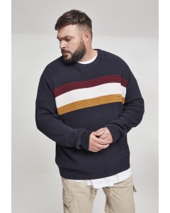 Pánsky pulóver // Urban Classics Block Sweater dnavy/offwhite/port/goldenoak