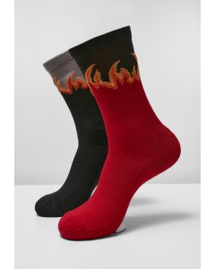 Ponožky // Merchcode Long Flame Socks  2-Pack red/black