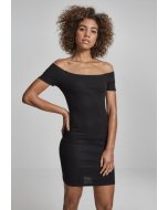 Dámske šaty // Urban classics Ladies Off Shoulder Rib Dress black