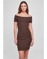 Urban Classics / Ladies Off Shoulder Rib Dress brown