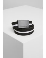 Pánsky opasok // Urban classics Canvas Belts black white stripe/black