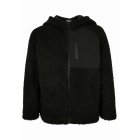Detská bunda // Urban Classics / Boys Hooded Sherpa Zip Jacket black