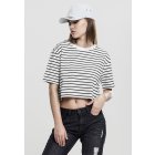 Dámske tričko do pásu // Urban classics Ladies Short Striped Oversized Tee wht/blk