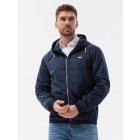 Men's hooded windbreaker jacket with classic cut - navy blue V2 OM-JANP-22FW-006