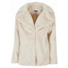 Dámsky kabát // Urban Classics / Ladies Lapel Teddy Jacket whitesand