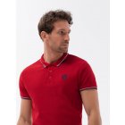 Men's polo shirt with contrast trim - red V3 S1635