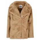 Dámsky kabát // Urban Classics / Ladies Lapel Teddy Jacket unionbeige