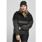 Dámska bunda // Urban classics Ladies Sherpa Mix Pull Over Jacket black/black