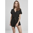 Dámsky overal // Urban classics  Ladies Short Viscose Belt Jumpsuit black