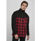 Pánska bunda // Urban classics Patterned Polar Fleece Track Jacket black/redcheck
