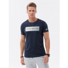 Men's printed cotton t-shirt - navy blue V3 S1751