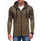 OM-SSWS-0127 men's unbuttoned hooded sweatshirt - olive V2