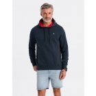 Men's hoodie with zippered pocket - navy blue V1 OM-SSNZ-22FW-006