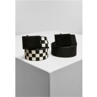 Pánsky opasok // Urban Classics Check And Solid Canvas Belt 2-Pack black/offwhite