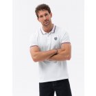 Men's polo shirt with contrast trim - white V4 S1635