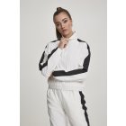 Dámska mikina zips // Urban Classics Ladies Short Striped Crinkle Track Jacket wht/blk