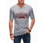 Men's printed t-shirt S1872 - grey/red