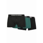Pánske boxerky // Urban classics Organic Boxer Shorts 3-Pack pinstripe aop+black+treegreen
