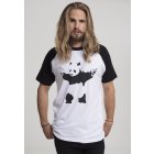 Pánske tričko krátky rukáv // Merchcode Banksy Panda Raglan Tee wht/blk