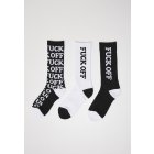 Ponožky // Mister tee Fuck OFF Allover 3 - Pack black/white