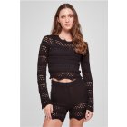 Dámsky top // Urban Classics / Ladies Cropped Crochet Knit Sweater black