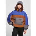 Dámska bunda // Urban classics Ladies Sherpa 3-Tone Pull Over Jacket toffee/bluepurple