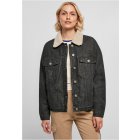 Urban Classics / Ladies Oversized Sherpa Denim Jacket black washed